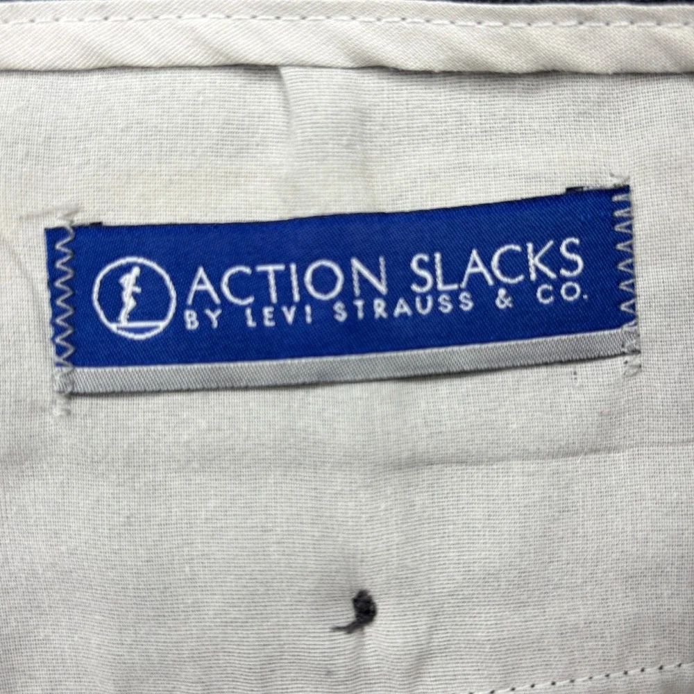 Vintage Levis Action Slacks Mens 38x32 Gray Dacron Polyester Dress Pants 70s-80s